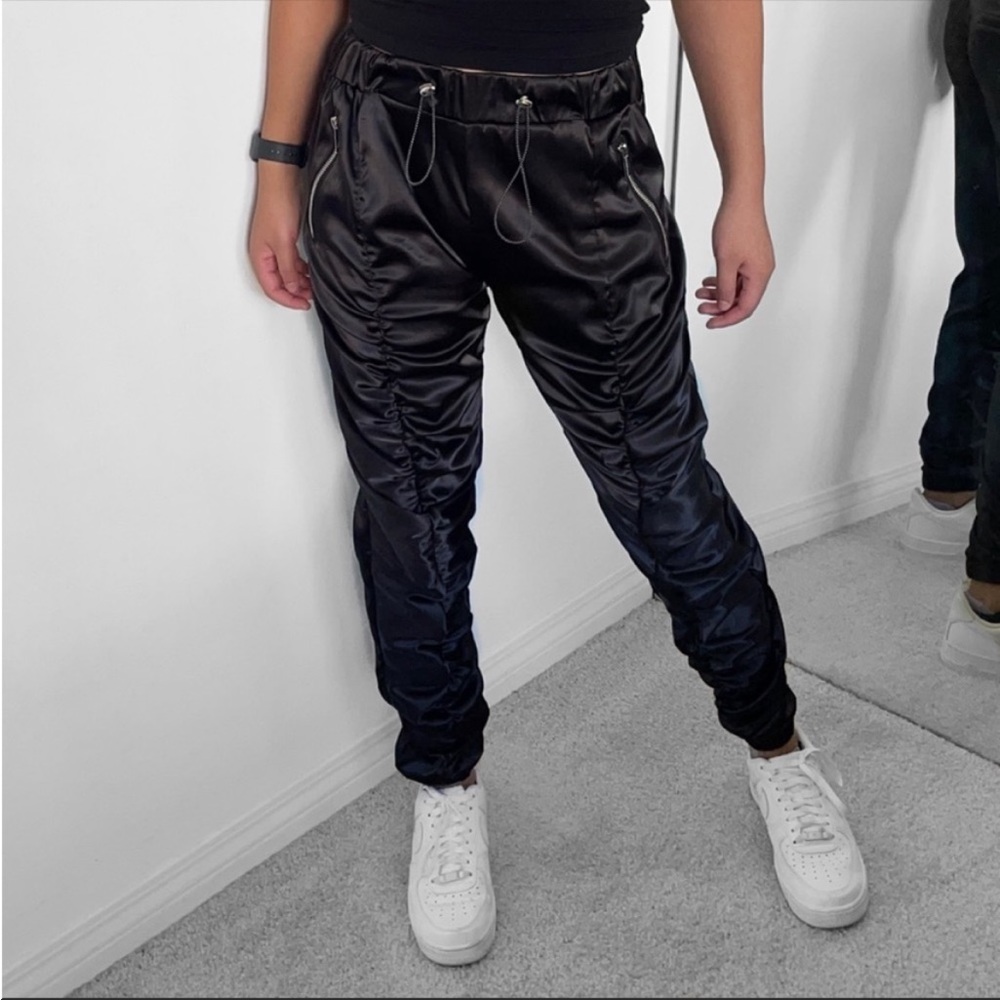 Maniere de Voir Ruched Satin Joggers